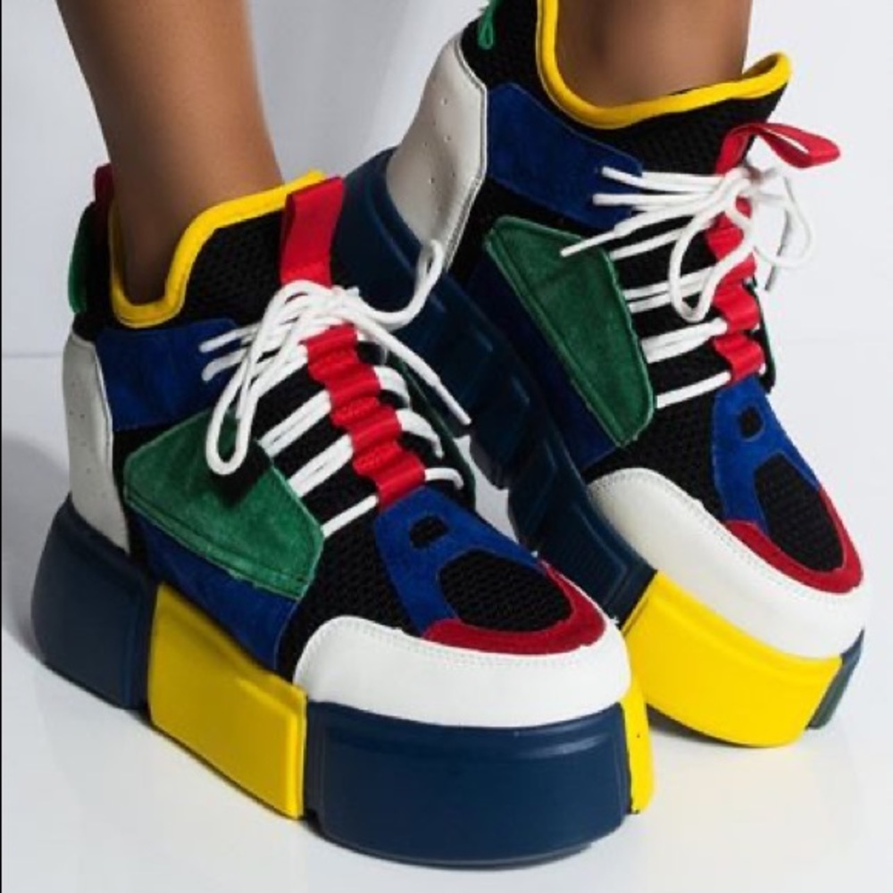 ‼️ANTHONY WANG CRANBERRY-01 MULTICOLORED PLATFORM SNEAKERS‼️ SIZE 6.5 WOMENS ‼️